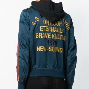 Diesel Blue Bomber Jacket with Yellow Accents